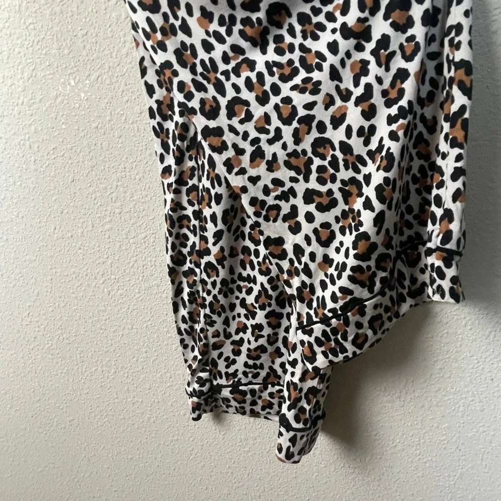 Flora by Flora Nikrooz Leopard Print Pajama‎ Set Women's L Cozy Lounge
